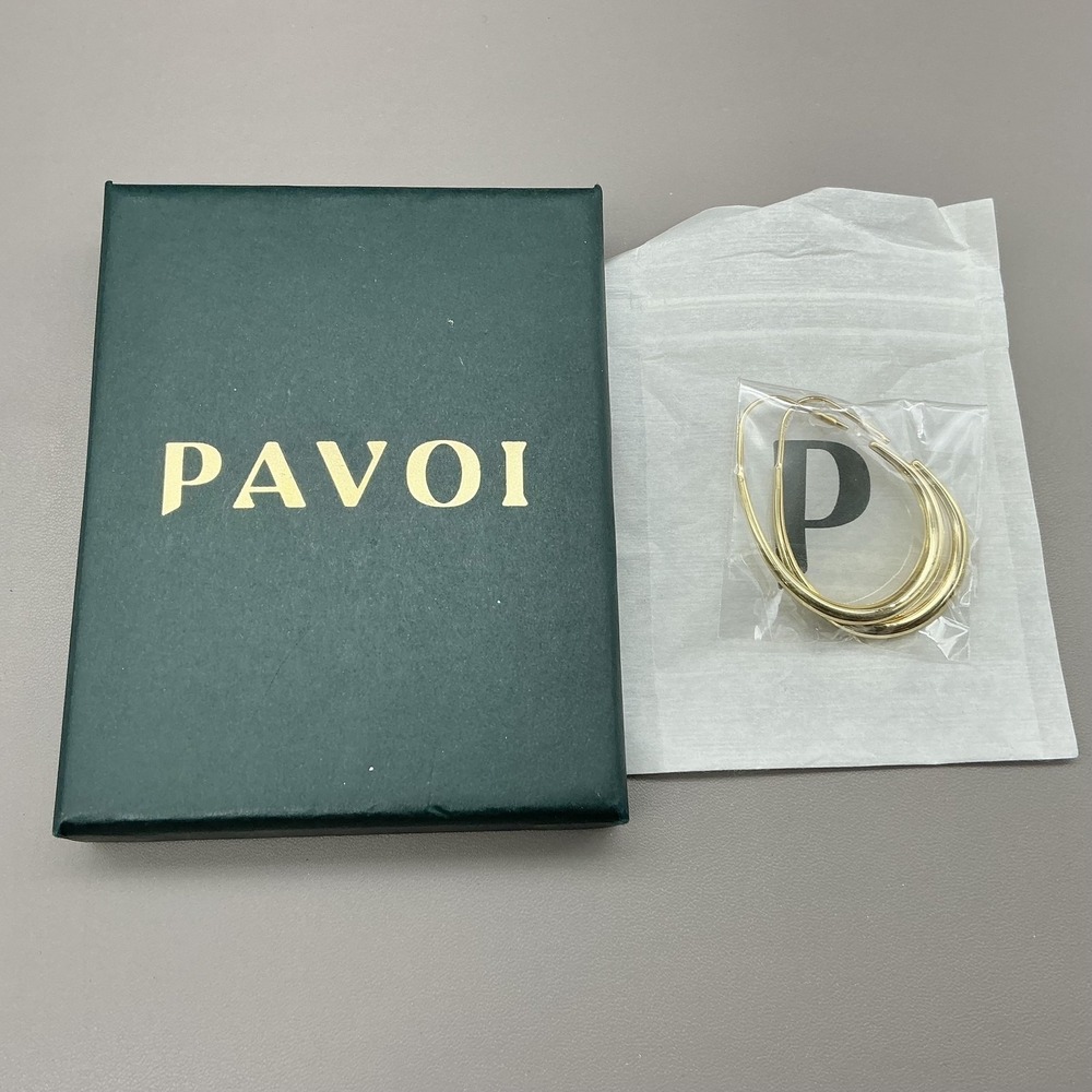 Pavoi Earrings‎ Gold Plated Teardrop Hoop Womens Continuous Fashion Jewelry
